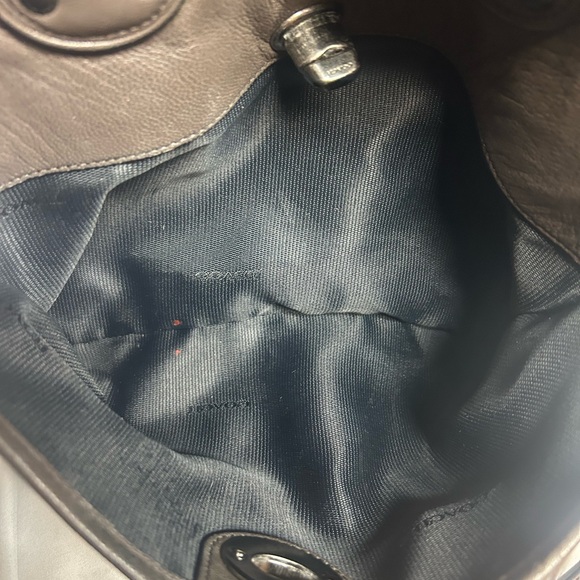 Coach Rhyder Gunmetal Metallic Leather Satchel - Picture 11 of 13
